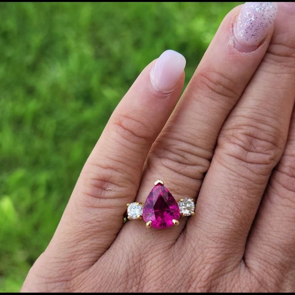 Pink Pear Shape Tourmaline Engagement Ring!
